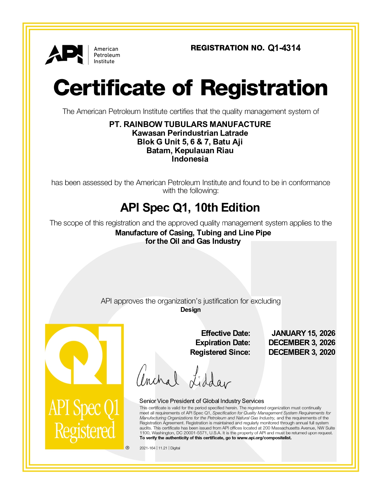 API SPEC. Q1